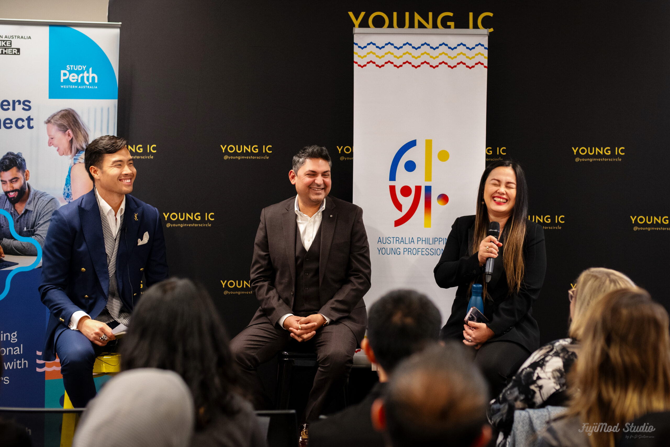 Nilesh Makwana, Toto Boutdara and Cheryl in panel discussion